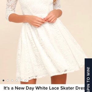 Lulu’s New Day white lace skater dress